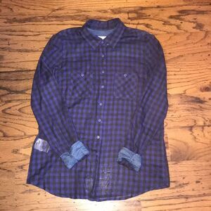 BCBGeneration Plaid Button blouse Blue/Black SZ S